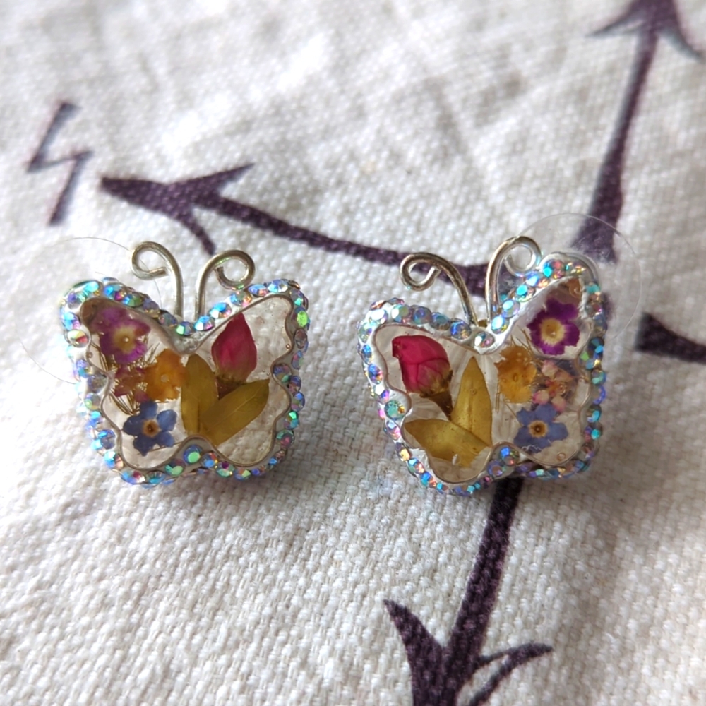 Clear Butterfly Stud Earrings